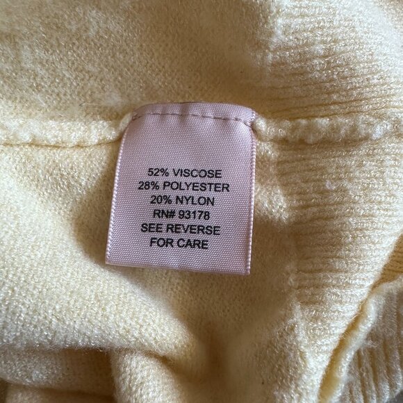 Women's L Philosophy V-neck Sweater Pale Yellow Fuzzy Soft - Picture 6 of 7